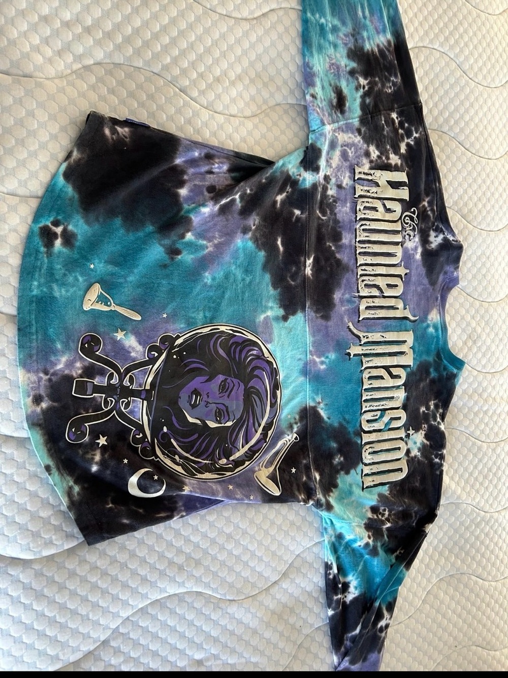 Disney Haunted Mansion Tie-Dye Long Sleeve Tee in Teal & Black